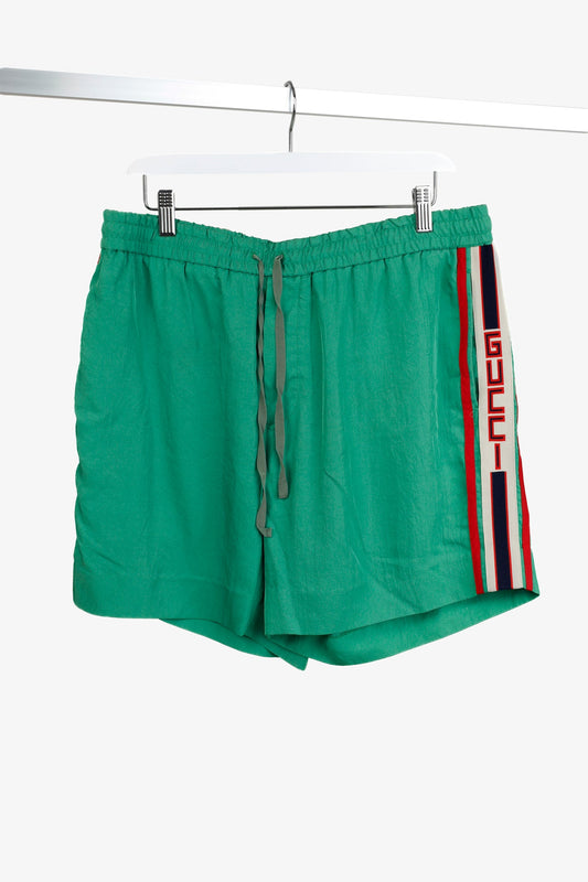 Gucci Green Logo Tape Shorts