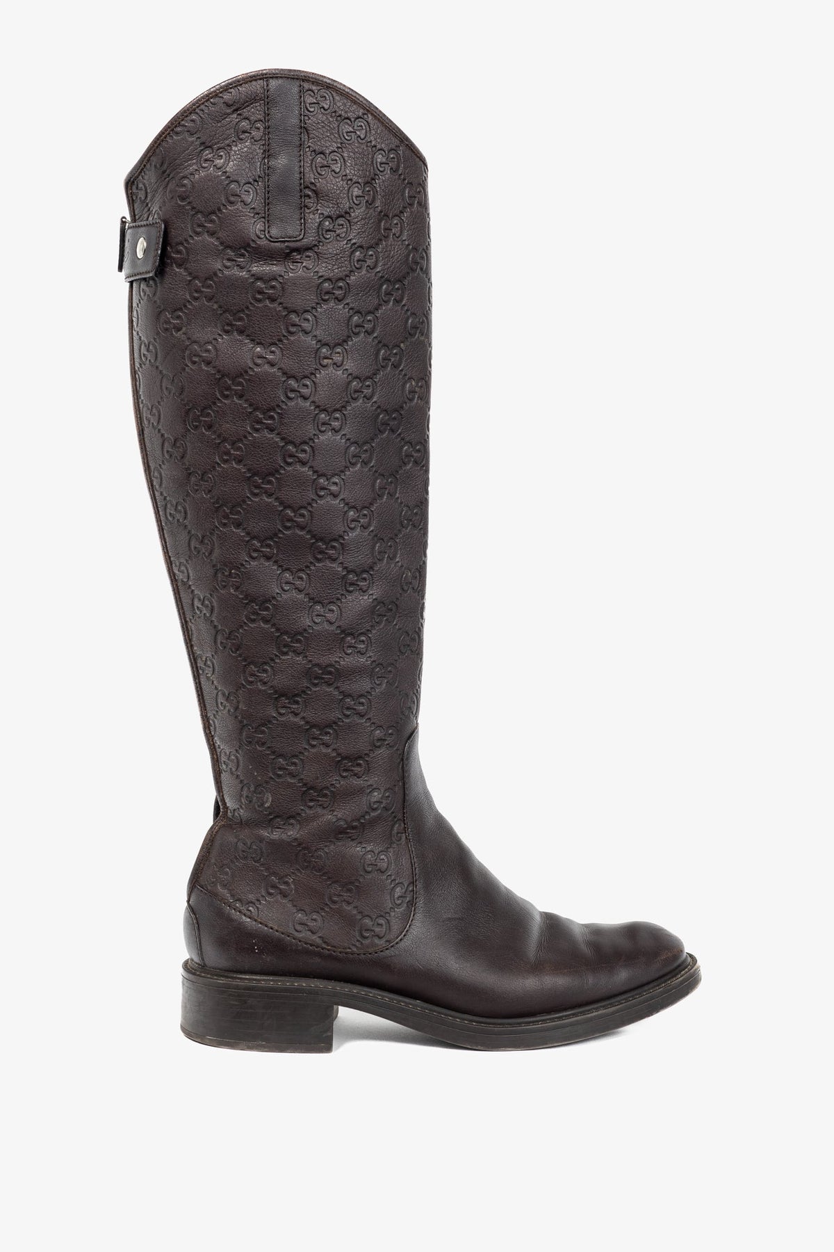 Gucci Maud Chocolate Soft Guccissima Leather Knee-High Riding Boots