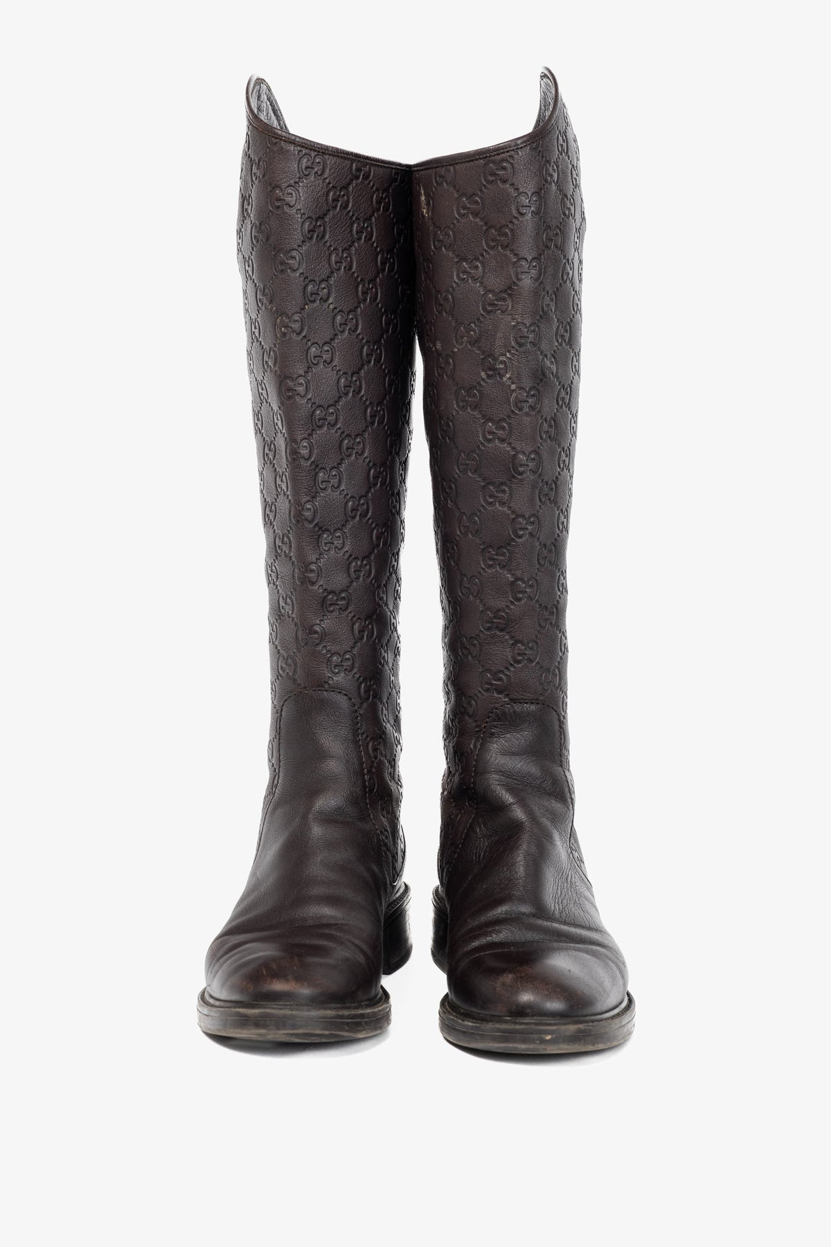 Gucci Maud Chocolate Soft Guccissima Leather Knee-High Riding Boots