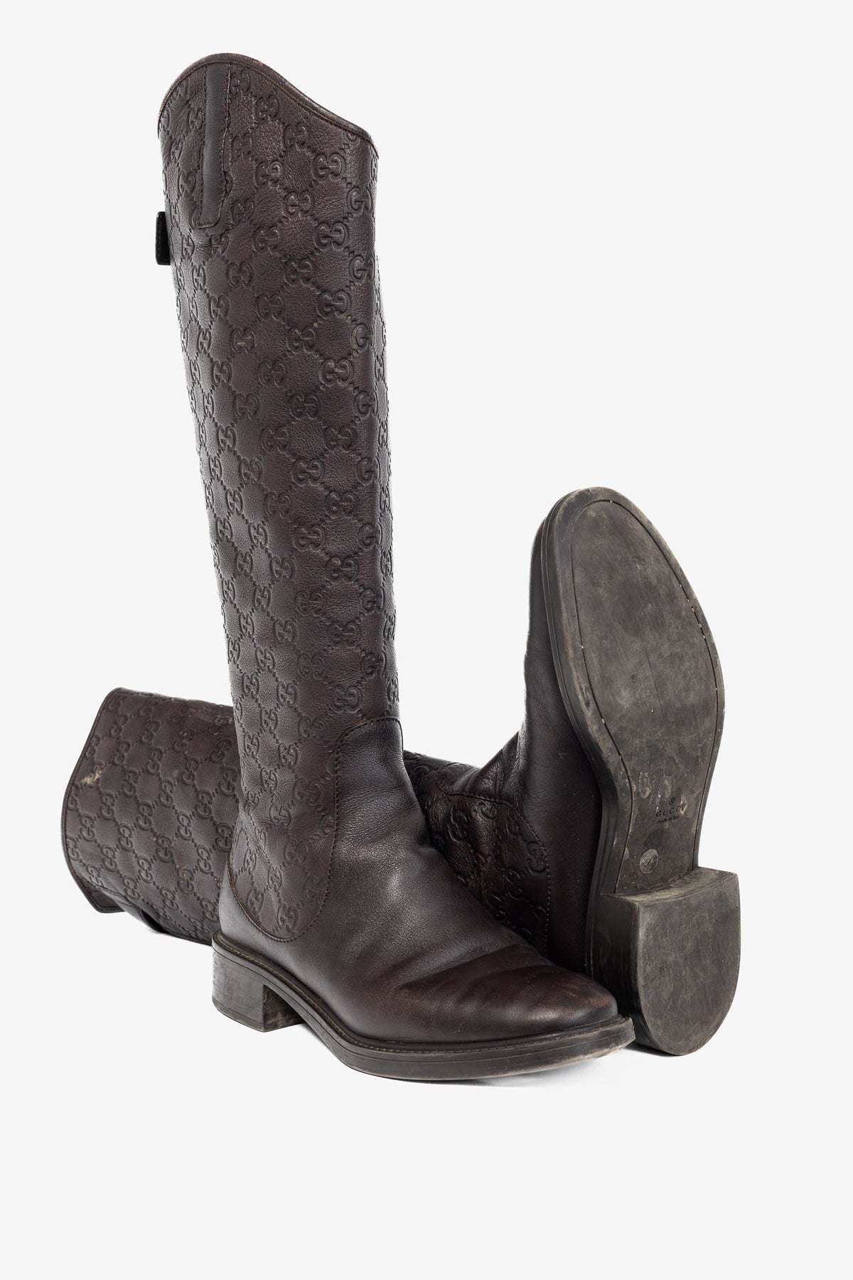 Gucci Maud Chocolate Soft Guccissima Leather Knee-High Riding Boots