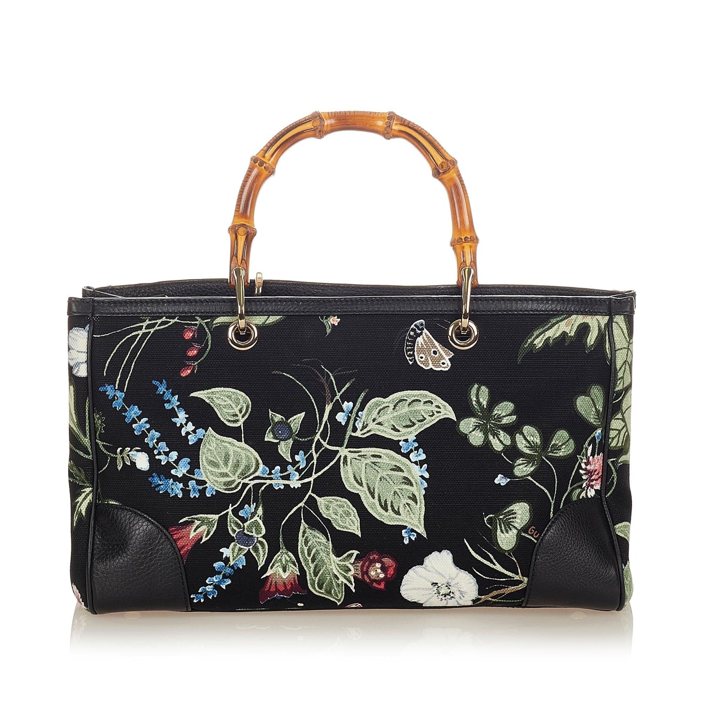 Gucci Flora Knight Bamboo Shopper Canvas Satchel