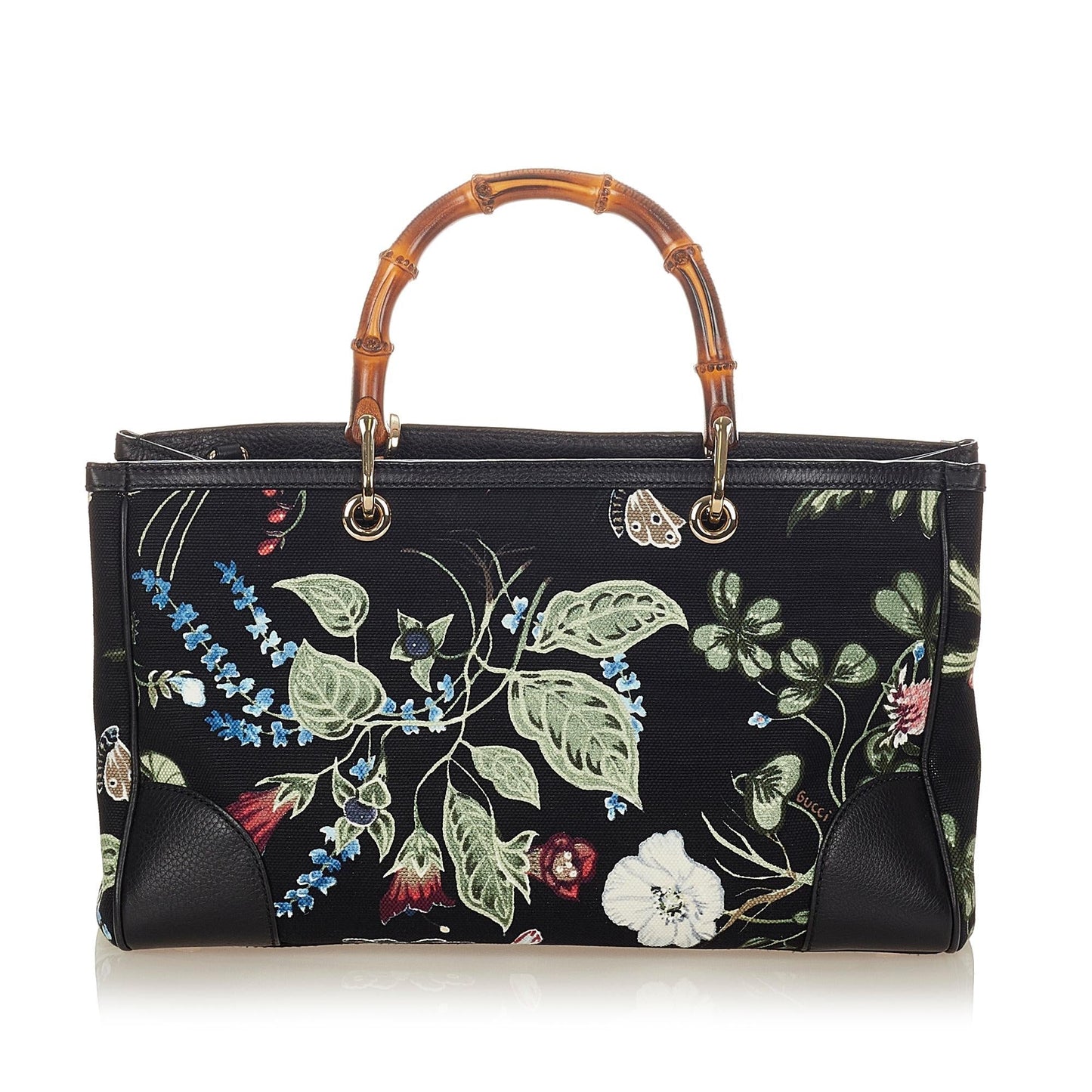 Gucci Flora Knight Bamboo Shopper Canvas Satchel