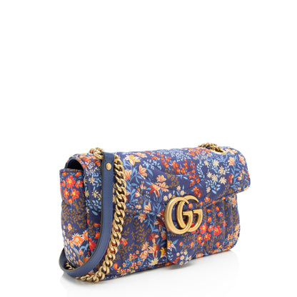 Gucci Floral Matelasse Cotton GG Marmont Small Flap Bag