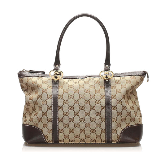 Gucci GG Canvas Heart Bit Tote Bag (SHG-13909)