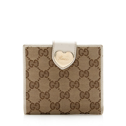 Gucci GG Canvas Heart French Compact Wallet