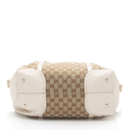 Gucci GG Canvas Horsebit Nailhead Medium Boston Bag