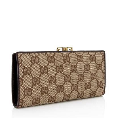 Gucci GG Canvas Kiss Lock Continental Wallet (SHF-xUmEf6)