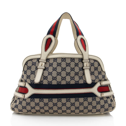 Gucci GG Canvas Leather Web Shoulder Bag (SHF-Syij4P)