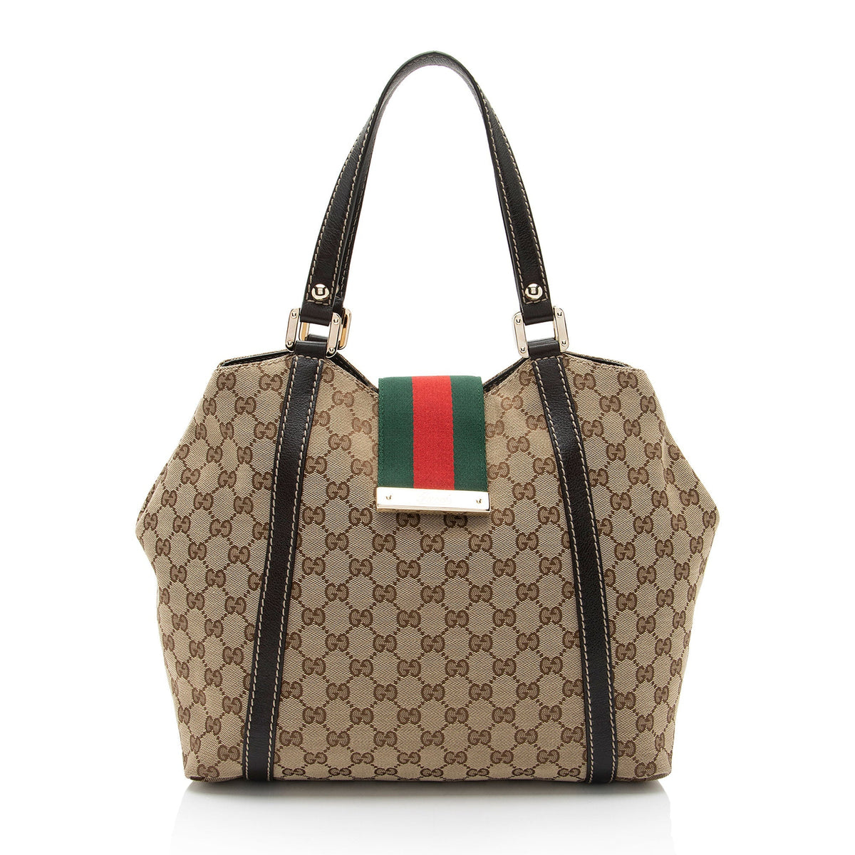 Gucci GG Canvas New Ladies Web Small Tote (SHF-eiujZp)