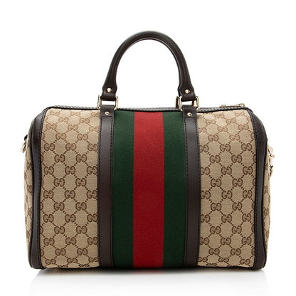 Gucci GG Canvas Vintage Web Medium Boston Bag