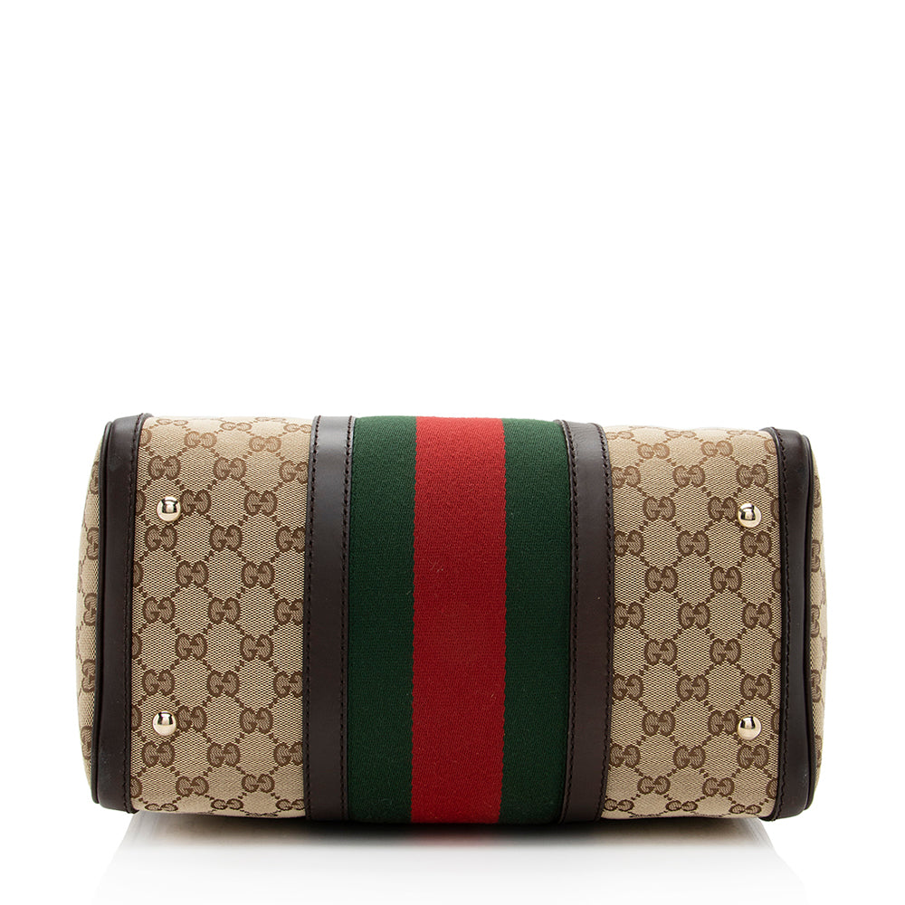 Gucci GG Canvas Vintage Web Medium Boston Bag