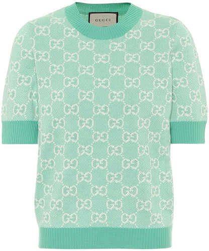 GUCCI GG COTTON WOOL BLEND PIQUET TOP