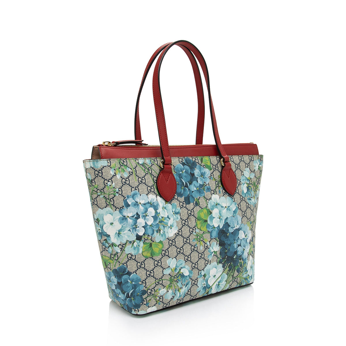 Gucci GG Supreme Blooms Large Zip Tote (SHF-qDfhoQ)