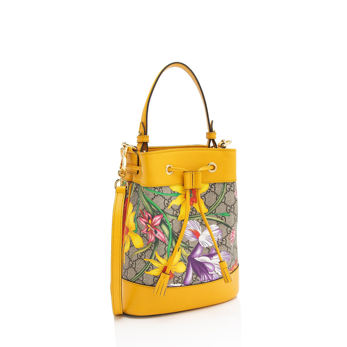 Gucci GG Supreme Flora Ophidia Small Bucket Bag (SHF-xrAn0H)