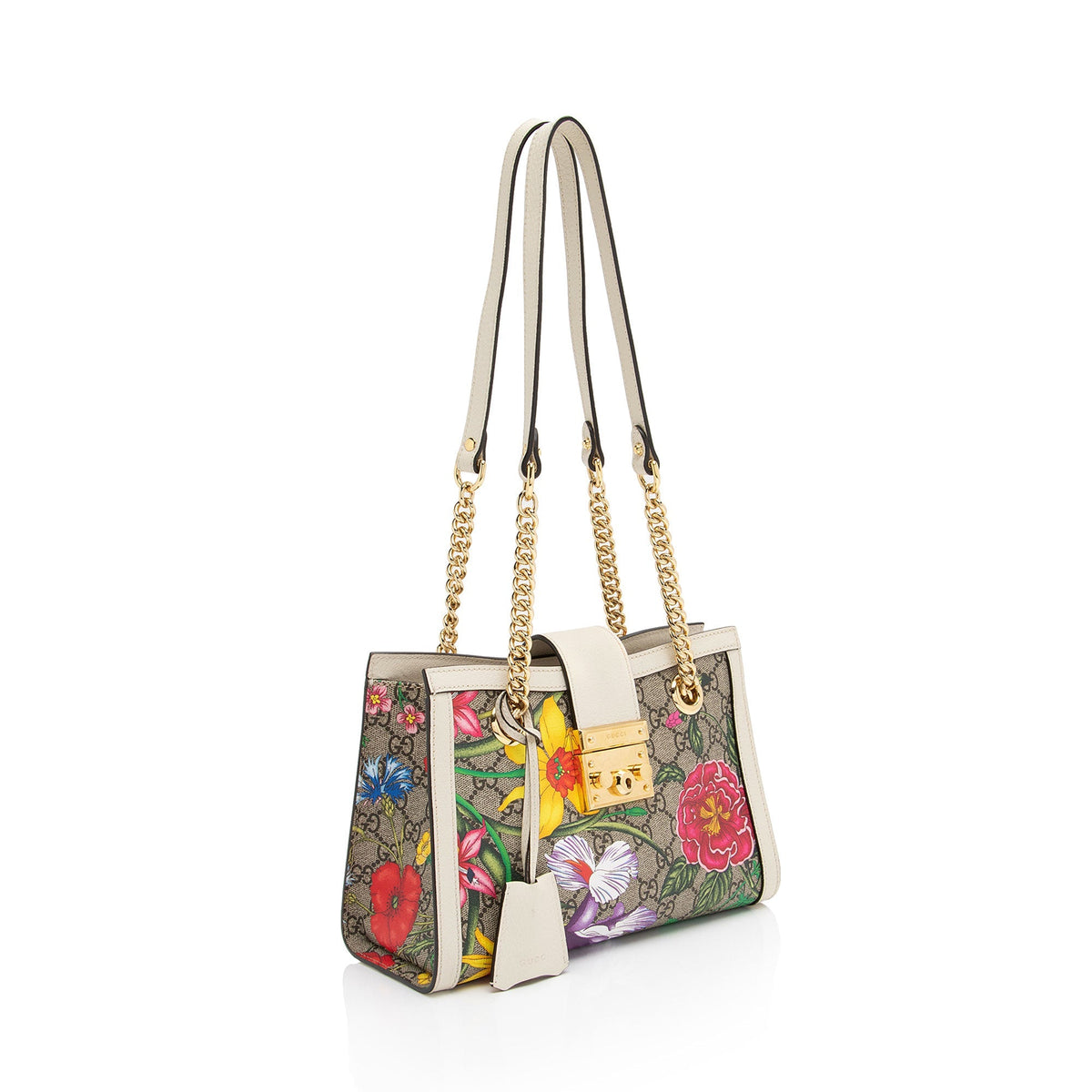 Gucci GG Supreme Flora Padlock Small Tote (SHF-39l0R6)