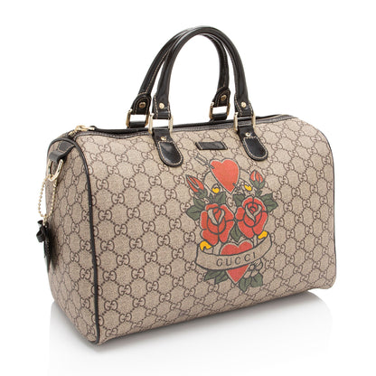 Gucci GG Supreme Tattoo Heart Medium Boston Bag (SHF-CqiJiV)