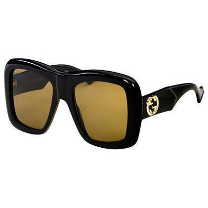 Gucci GG0498S Sunglasses Shiny Black / Brown (S) Women's