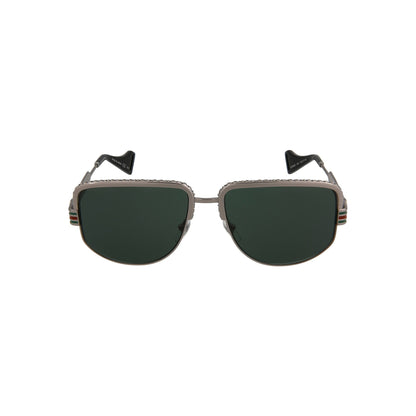 Gucci GG0585S-002 Men's Ruthenium & Green Novelty Sunglasses (S)