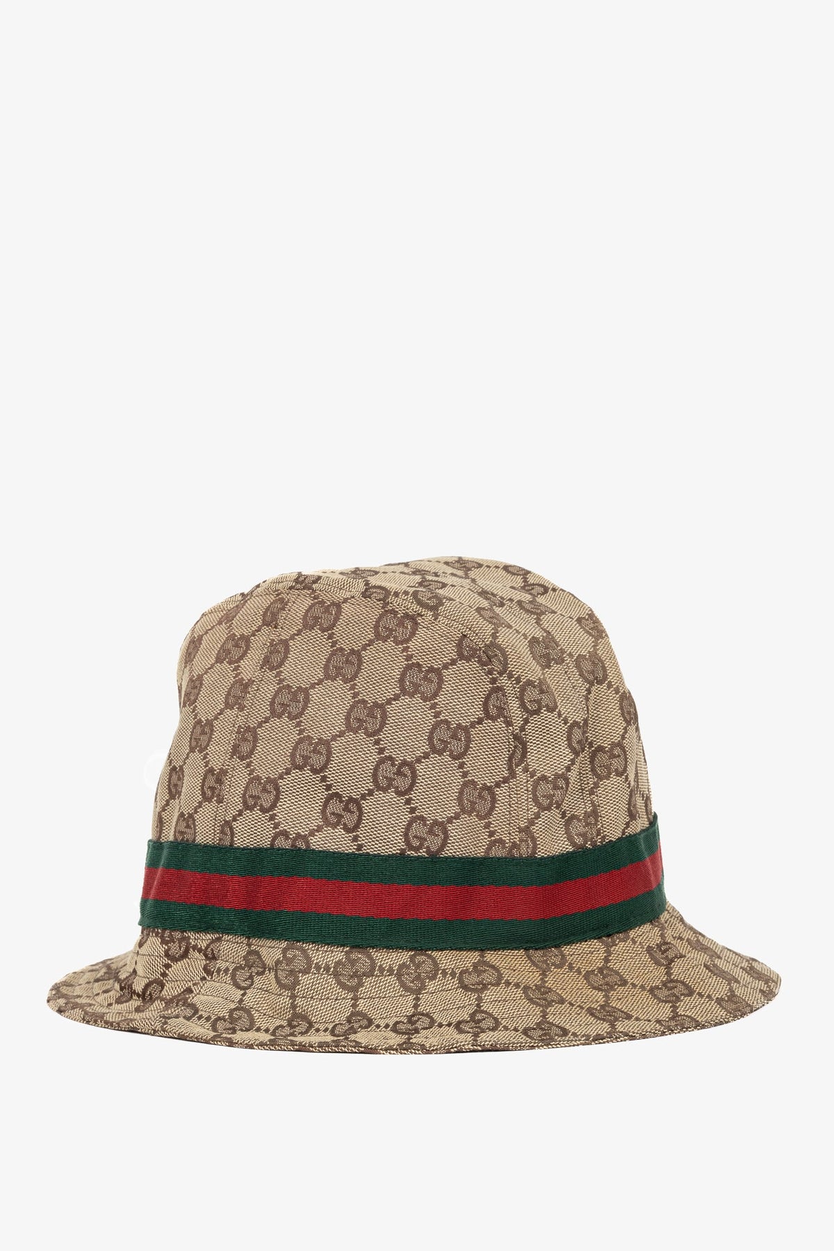 Gucci Beige & Ebony GG Canvas Web Bucket Hat