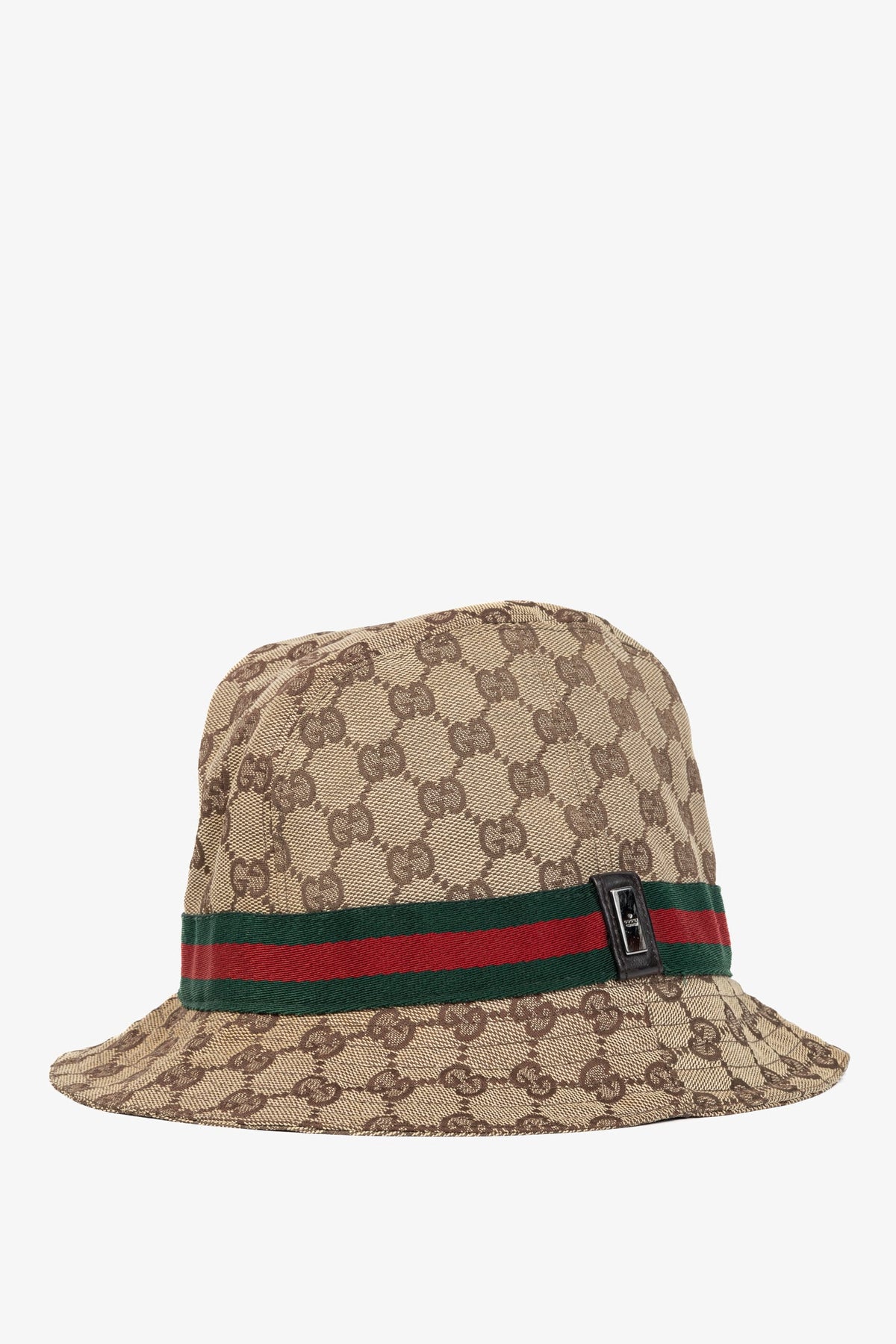 Gucci Beige & Ebony GG Canvas Web Bucket Hat