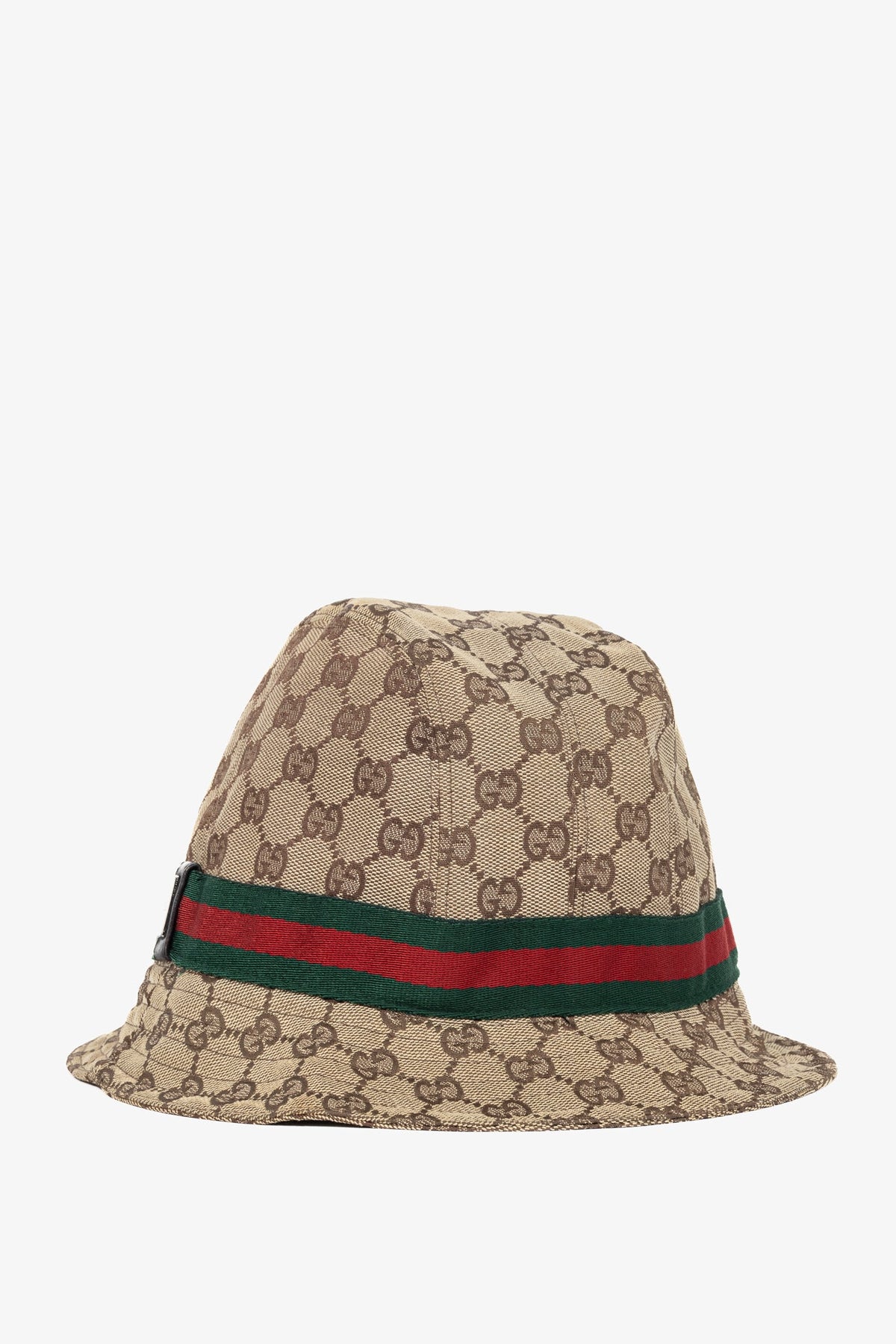 Gucci Beige & Ebony GG Canvas Web Bucket Hat
