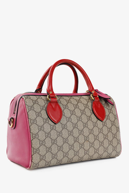 Gucci Beige & Ebony Multicoloured GG Supreme Canvas Top Handle Bag