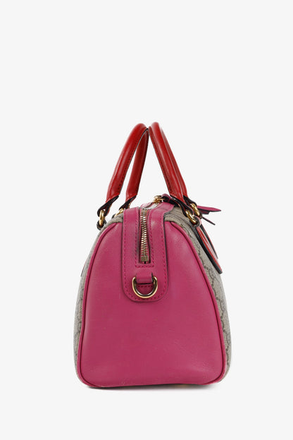 Gucci Beige & Ebony Multicoloured GG Supreme Canvas Top Handle Bag