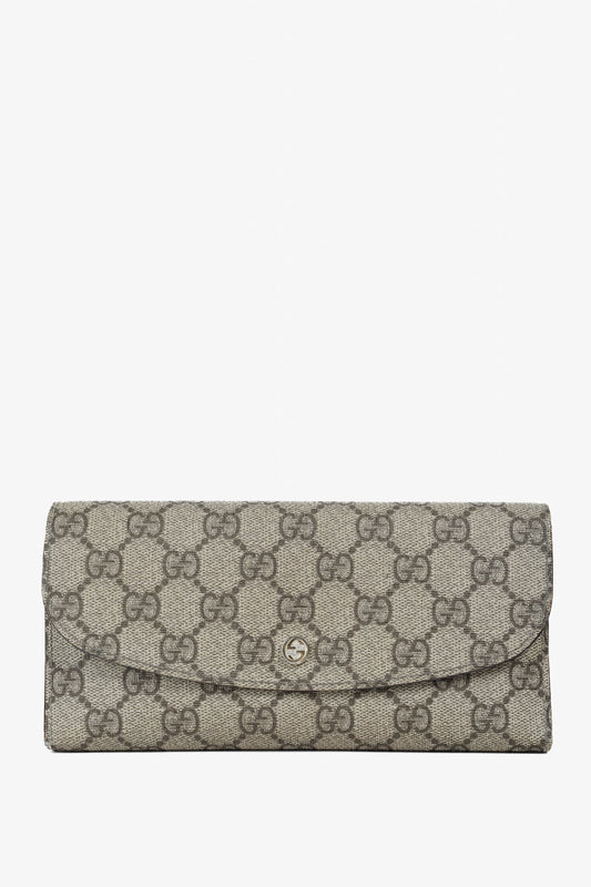 Gucci Brown Ivory GG Supreme Monogram Continental Wallet