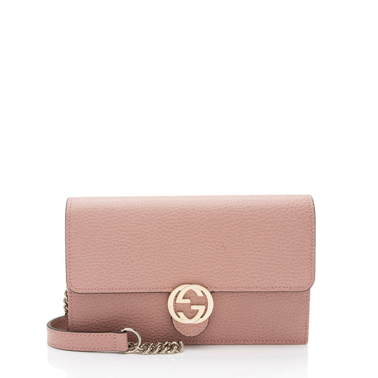 Gucci Grained Calfskin Interlocking G Chain Wallet