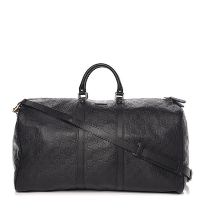 GUCCI GUCCISSIMA BLACK EMBOSSED LEATHER DUFFLE BAG