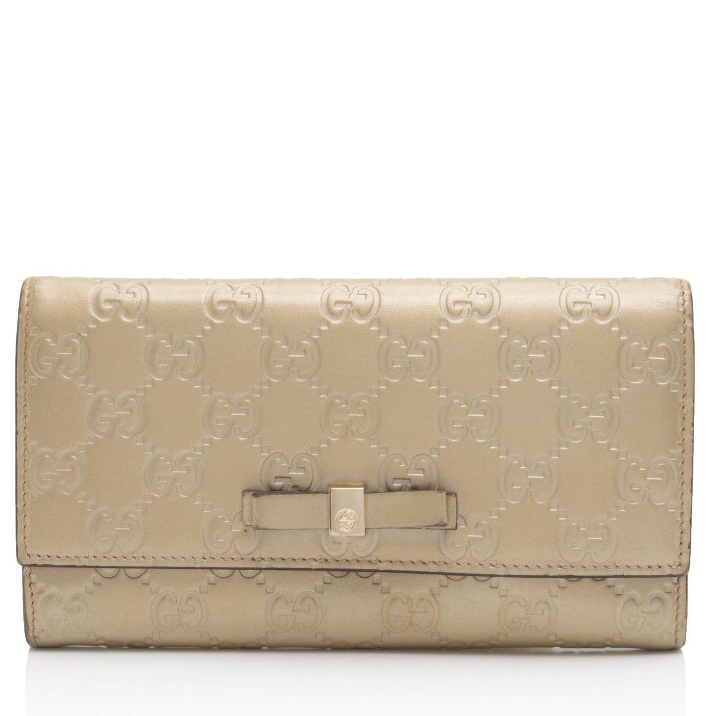 Gucci Guccissima Leather Bow Signature Continental Wallet
