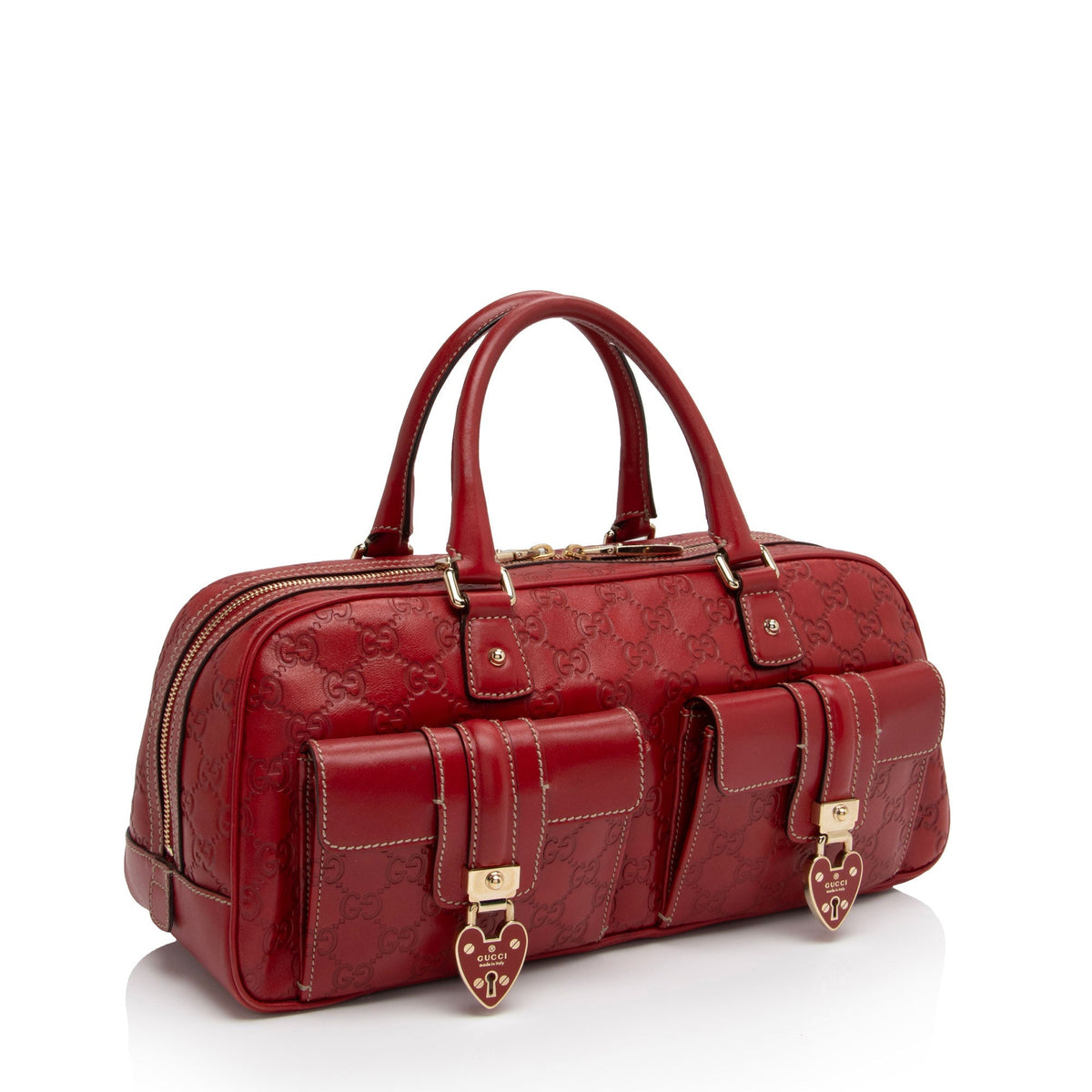 Gucci Guccissima Hearts Double Pocket Satchel (SHF-vNNtte)