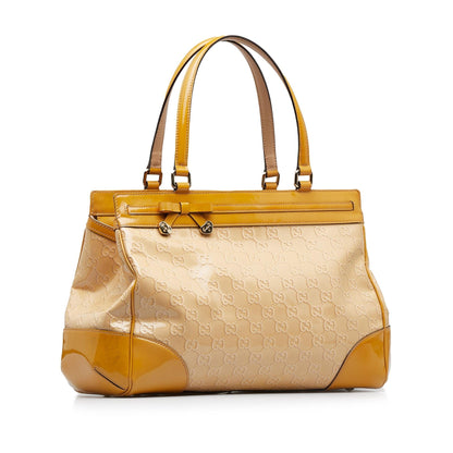 Gucci Guccissima Patent Leather Mayfair Handbag (SHG-JsaISF)