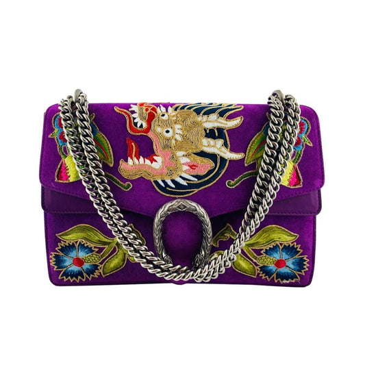 Gucci Handbag Dionysus Dragon Purple Suede Shoulder Bag 403348