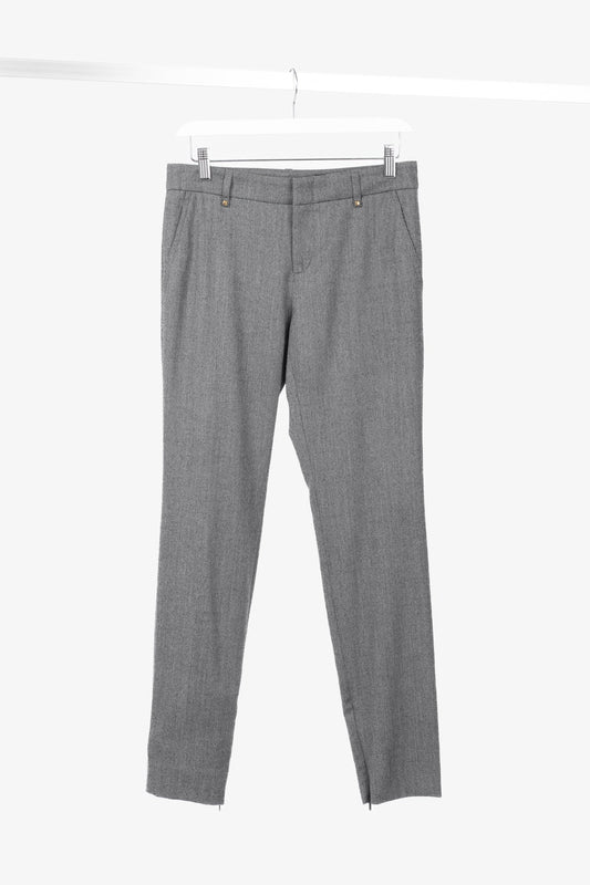 Gucci Grey Birds Eye Slim-Fit Stretch-Wool Studded Trousers