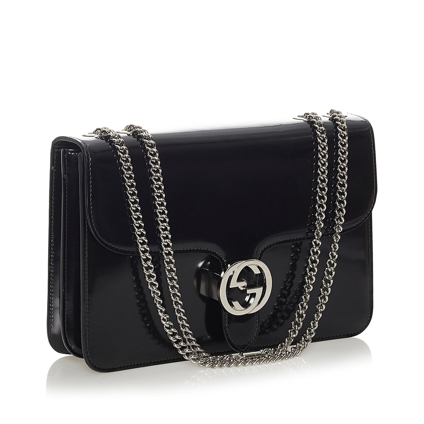 Gucci Interlocking G Chain Patent Leather Shoulder Bag