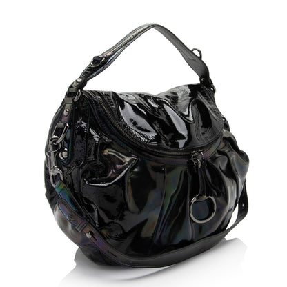 Gucci Iridescent Patent Leather Icon Bit Hobo (SHF-lmJOkR)