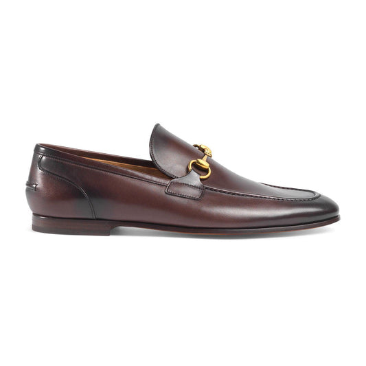 Gucci Jordaan Shoes Men's Dark Brown Leather Loafers Bit 406994 (GGM1706)