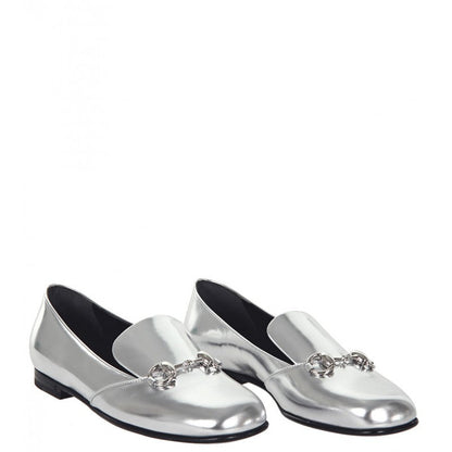 GUCCI METALLIC SILVER HORSEBIT LOAFERS