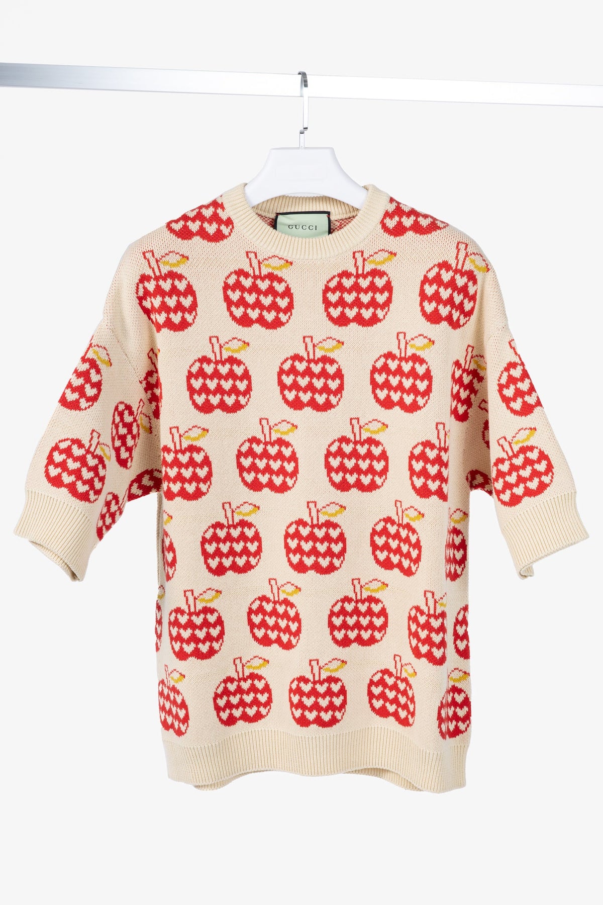 Gucci Les Pommes Beige Wool-Blend Oversized Sweater