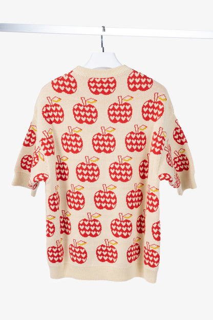 Gucci Les Pommes Beige Wool-Blend Oversized Sweater