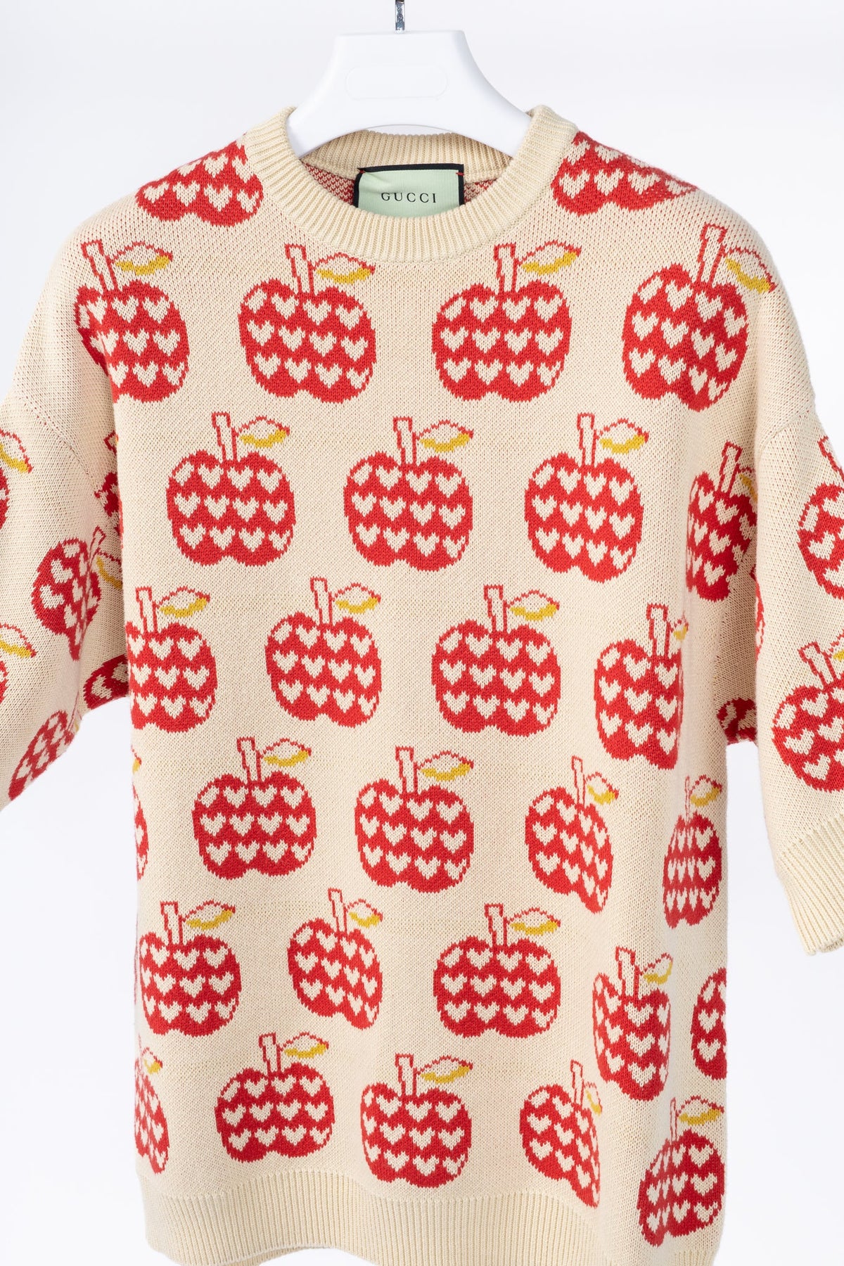 Gucci Les Pommes Beige Wool-Blend Oversized Sweater