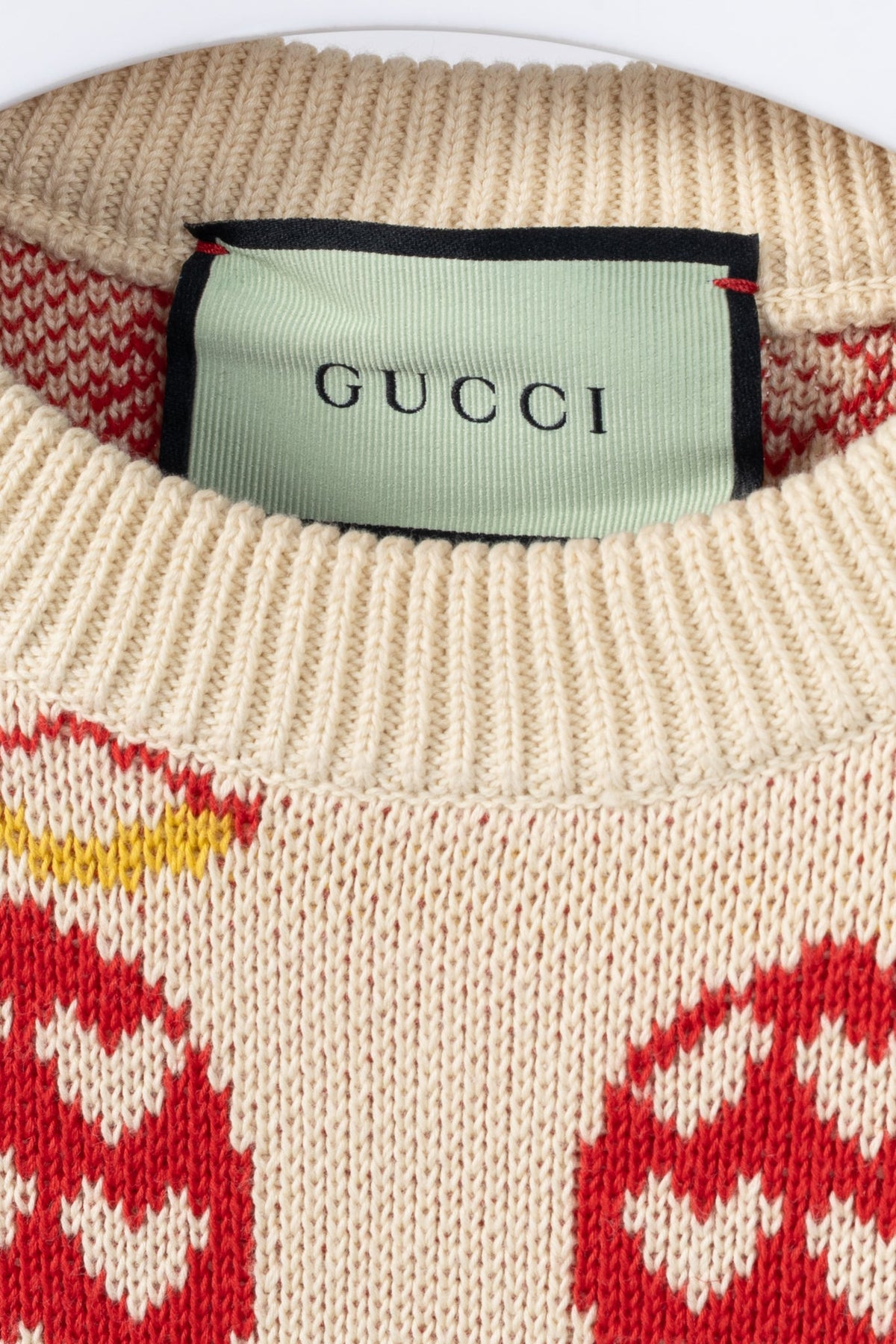 Gucci Les Pommes Beige Wool-Blend Oversized Sweater