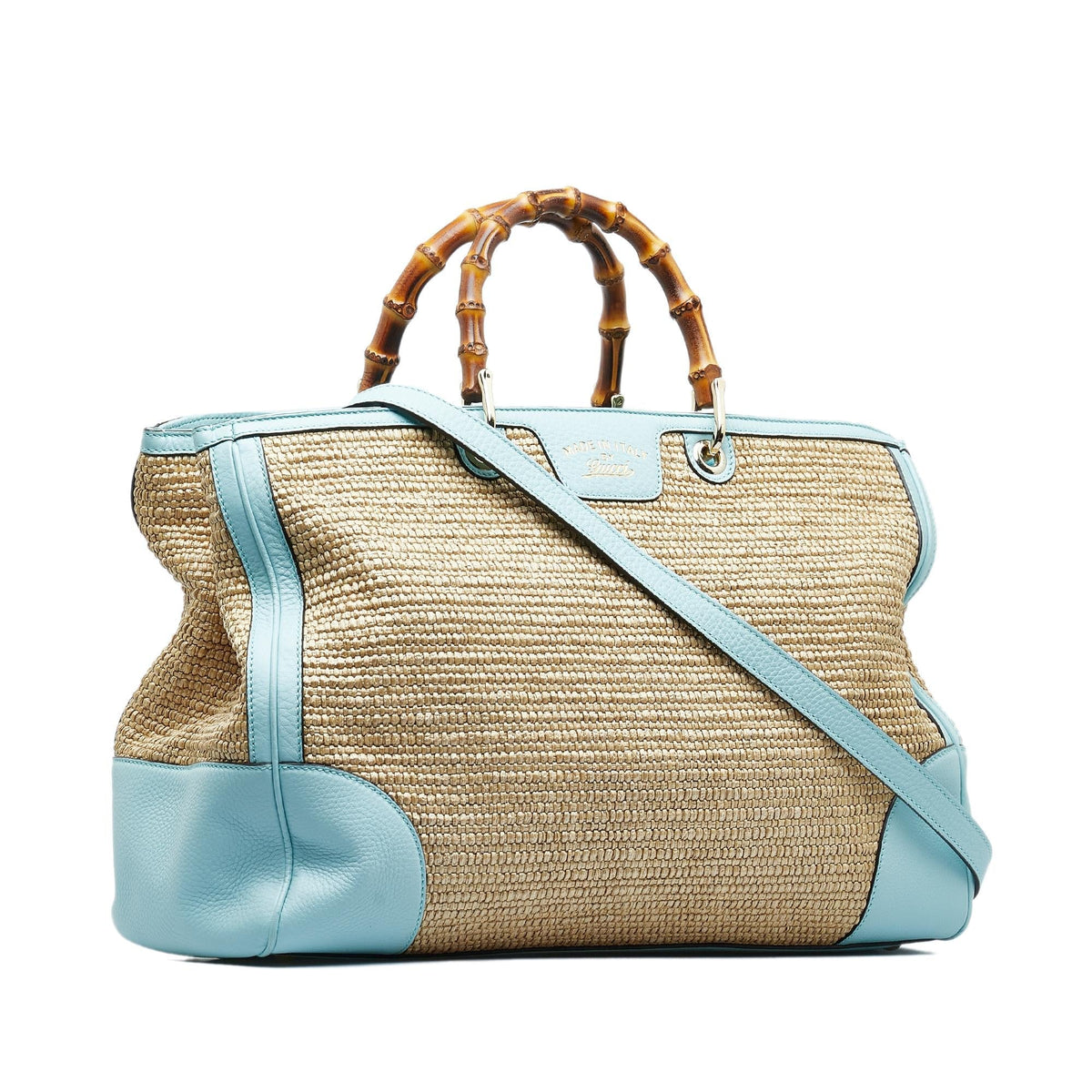 Gucci Large Raffia Bamboo Shopper (SHG-wkXCkH)