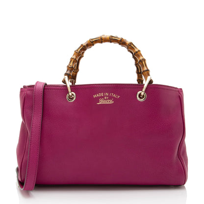 Gucci Leather Bamboo Medium Shopper Tote (SHF-UmUete)