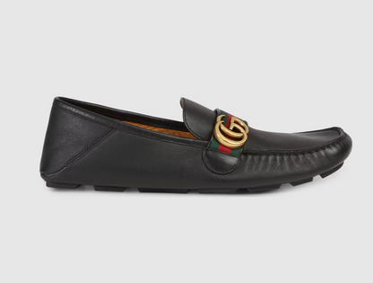 GUCCI LEATHER DRIVER WEB SHOES