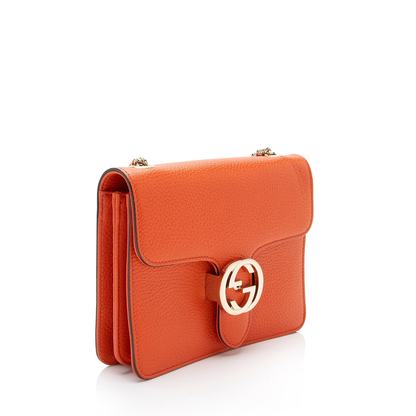 Gucci Grained Calfskin Interlocking G Small Shoulder Bag (SHF-h9X0uq)