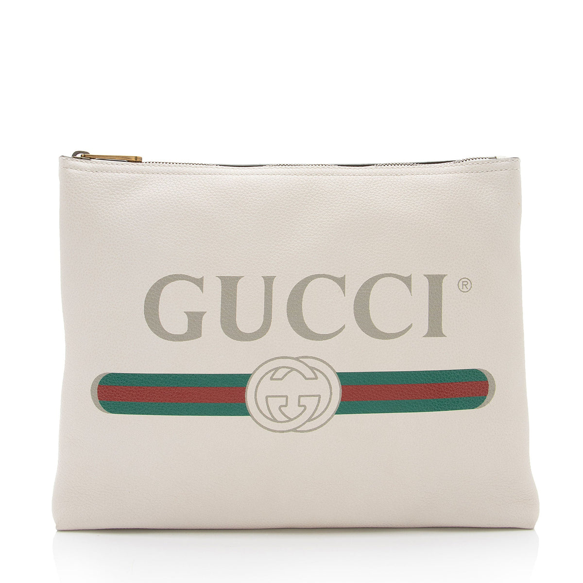 Gucci Leather Logo Zip Pouch (SHF-voC0bh)