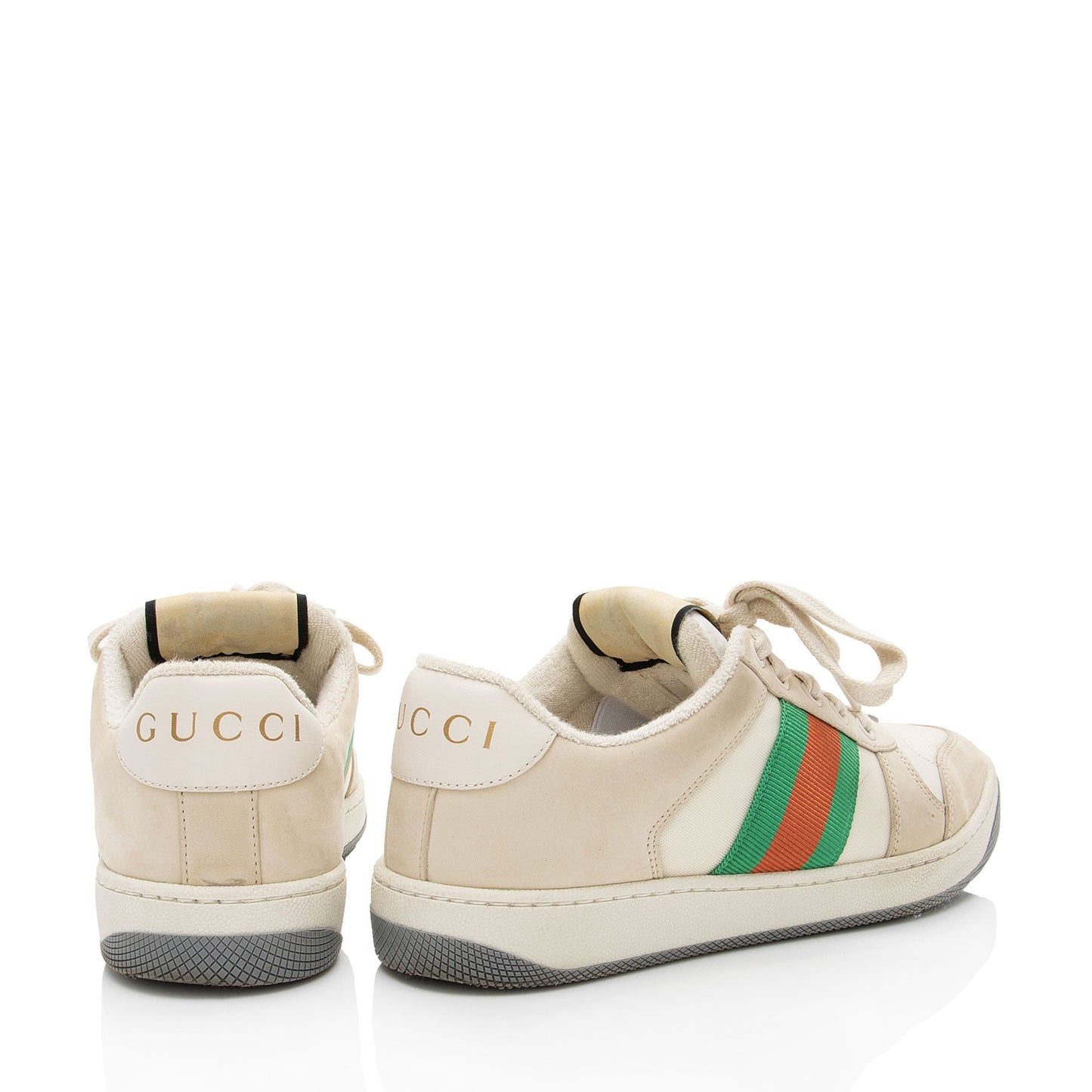 Gucci Leather Web Screener Sneakers - Size 5.5 / 35.5