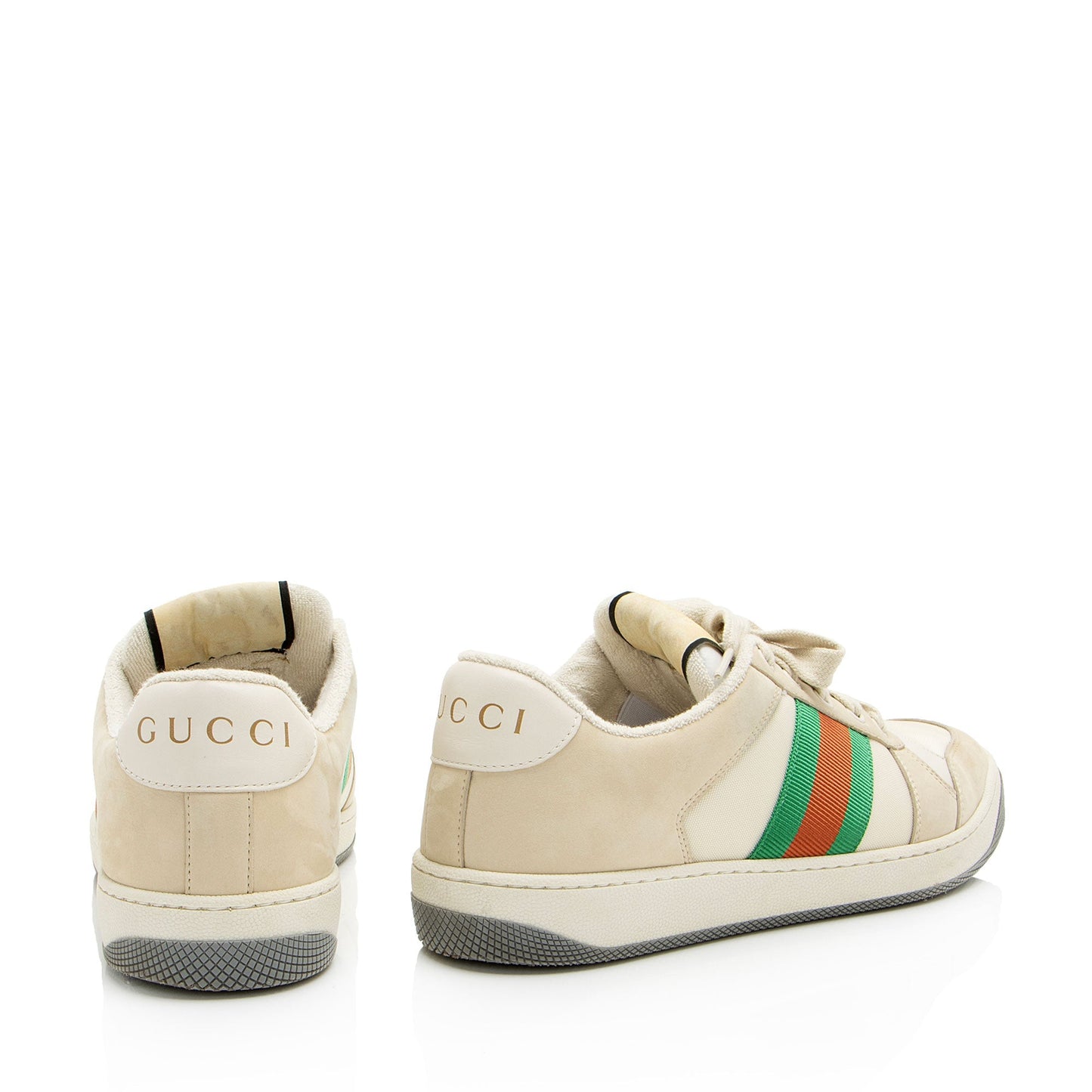 Gucci Leather Web Screener Sneakers - Size 8 / 38